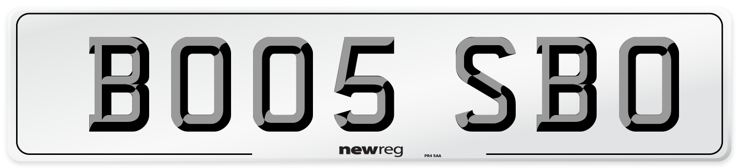 BO05 SBO Number Plate from New Reg